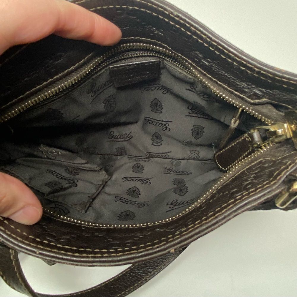 Gucci Dark Brown Guccissima Leather Crossbody Bag - Picture 8 of 11